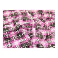 Deeside Textured Check Tweed Coat Weight Dress Fabric Pink & Brown