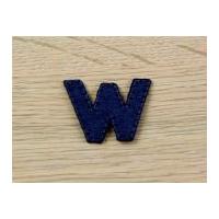 Denim Blue Embroidered Alphabet Iron On Motif Applique Blue Letter W