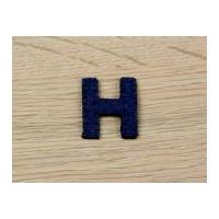 Denim Blue Embroidered Alphabet Iron On Motif Applique Blue Letter H