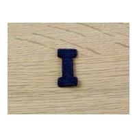 Denim Blue Embroidered Alphabet Iron On Motif Applique Blue Letter I