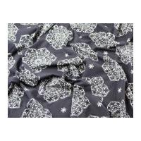 Decorative Floral Print Stretch Cotton Jersey Knit Dress Fabric Ink Blue