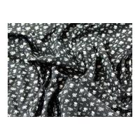 Delicate Floral Print Cotton Poplin Dress Fabric White on Black