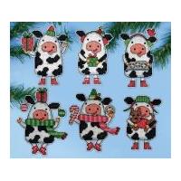 Design Works Plastic Canvas Kit Christmas Cows Ornaments