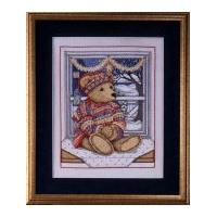 design works counted cross stitch kit bear at window picture