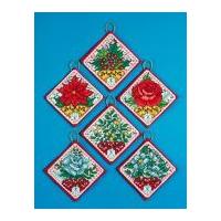 Design Works Counted Cross Stitch Kit Christmas Flowers Ornaments