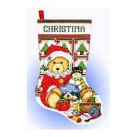 Design Works Counted Cross Stitch Kit Teddy Bear Santa Stocking