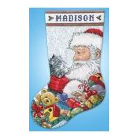 Design Works Counted Cross Stitch Kit Santa with Kitten Stocking