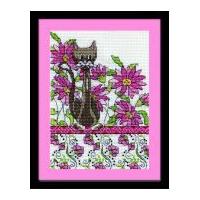 Design Works Counted Cross Stitch Kit Pink Floral Cat