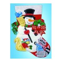 Design Works Embroidery Kit Snowman With Animals Felt Stocking