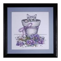 design works counted cross stitch kit flower pot kitty