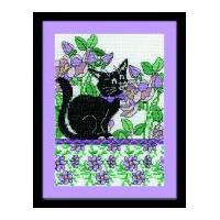 Design Works Counted Cross Stitch Kit Lilac Floral Cat