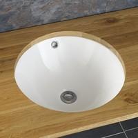 delgada 48cm circular round undercounter white ceramic sink basin