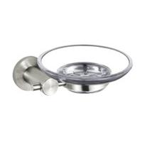 Deco Brushed Steel Modern High Quality Soap Dish Holder and Frosted Glass Dish