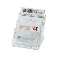 Desktop Business Card Holder Tiered 4 Pockets Clear DE70841