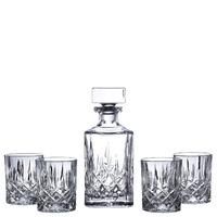 Decanter Set: Square Crystal Decanter and 4 Tumbler Glasses