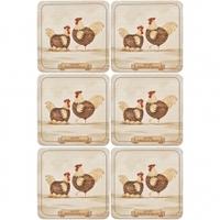 Denby Derbyshire Red Cap Set of 6 Placemats & Coasters, Derbyshire Red, Set of 6 Coasters