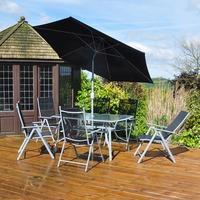 Delux Metal and Textoline 8 Piece 6 Seat Garden Furniture Set by Kingfisher