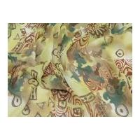 Decorative Print Chiffon Dress Fabric Green, Brown