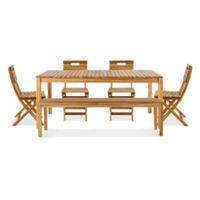 Denia Wooden 6 Seater Dining Set with Bench