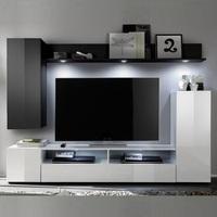 Delta Living Room Furniture Set 2 In White And Black High Gloss