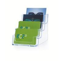 Desktop Business Card Holder Tiered 4 Pockets Clear
