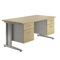 Deluxe Eco Rectangular Desk and Twin Pedestals Deluxe Eco Rectangular Desk and Twin Pedestals Oak