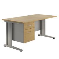 deluxe eco rectangular desk and single pedestal 1600 beech