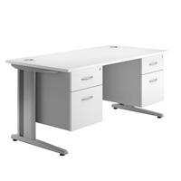 deluxe eco rectangular desk and twin pedestals white