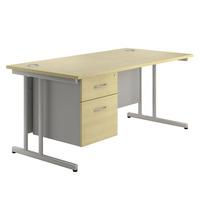 Deluxe Eco Rectangular Desk and Single Pedestal 1600 Maple