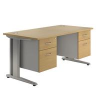 Deluxe Eco Rectangular Desk and Twin Pedestals Beech