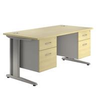 Deluxe Eco Rectangular Desk and Twin Pedestals Deluxe Eco Rectangular Desk and Twin Pedestals Maple