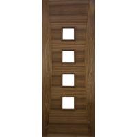 Deanta Pamplona Walnut Clear Glazed Prefinished Internal Door 78in x 33in x 35mm (1981 x 838mm)