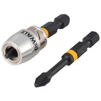 dewalt impact qz torsion 2 x ph2 50mm and magnetic screwlock sleeve