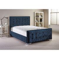 Delaware Velvet Bed and Mattress Set Denim Blue Velvet Fabric Single 3ft