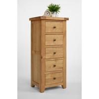 Devon Oak 5 Drawer Wellington