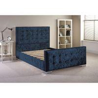 delaware velvet divan bed frame denim blue velvet fabric super king 6f ...