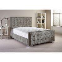 Delaware Velvet Bed and Mattress Set Silver Velvet Fabric King Size 5ft