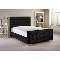 Delaware Velvet Bed and Mattress Set Black Velvet Fabric Super King 6ft