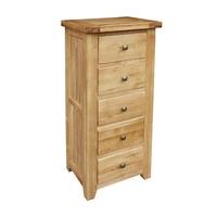 Devon Oak 5 Drawer Wellington