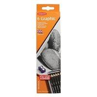 Derwent Graphic Graphite Pencils Tin With Pencil Sharpener (set Of 6)