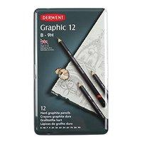 Derwent Graphic Hard Graphite Pencils, B-9h - Set Of 12