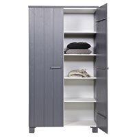 DENNIS KIDS CONTEMPORARY PINE WARDROBE in Steel Grey