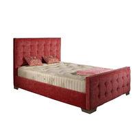 Delaware Fabric Divan Bed and Mattress Set Raspberry Chenille Fabric Super King 6ft