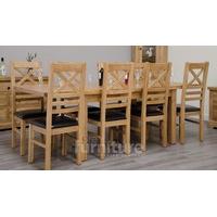 Deluxe 150cm Dual Extending Solid Oak Dining Table with Chairs