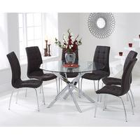Denver 120cm Glass Dining Table with Brown Calgary Chairs