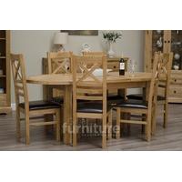 Deluxe Oval Dual Extending Solid Oak Dining Table with Ladderback Chairs