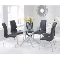 Denver 120cm Glass Dining Table with Charcoal Grey Calgary Chairs