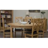 deluxe oval dual extending solid oak dining table with ladderback chai ...