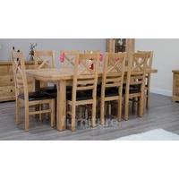 Deluxe 180cm Dual Extending Solid Oak Dining Table with Ladderback Chairs