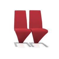 Demi Z Dining Chairs In Red Faux Leather in A Pair